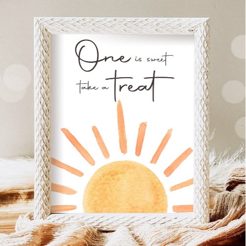 One is Sweet Take a Treat Boho Sunshine Birthday Poster