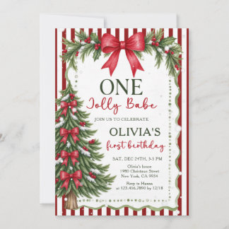One Jolly Babe Christmas Birthday Invitation