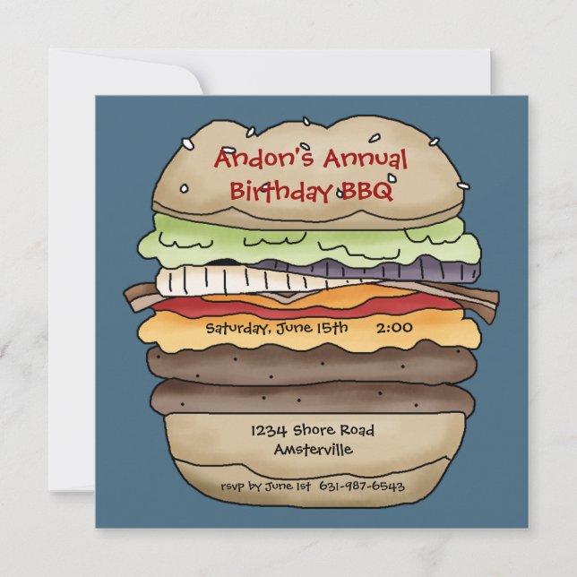 One Juicy Burger Invitation (Front)