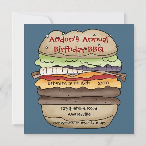 One Juicy Burger Invitation