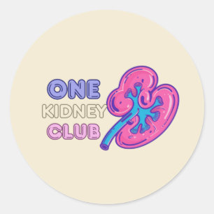 ONE KIDNEY CLUB, KIDNEY Transplant Classic Round Sticker