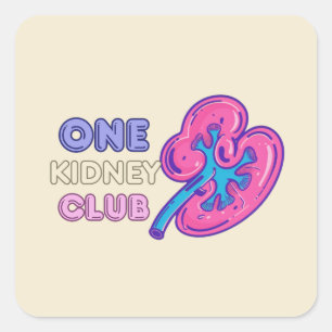 ONE KIDNEY CLUB, KIDNEY Transplant Square Sticker