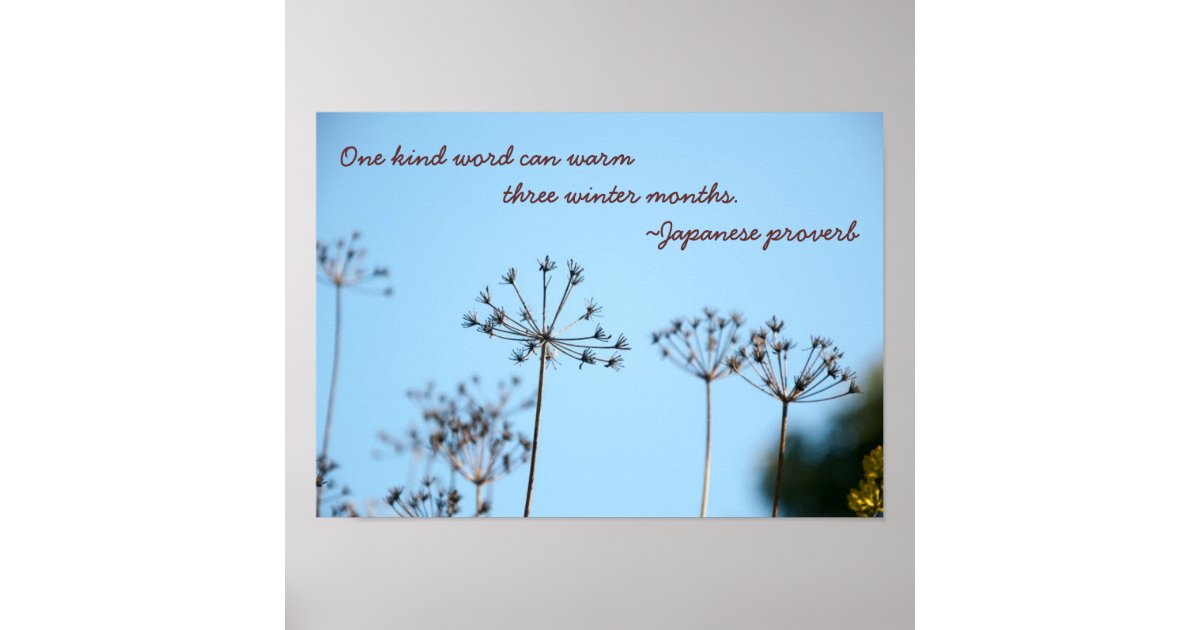 One Kind Word In Winter Japanese Proverb Poster Zazzle Com