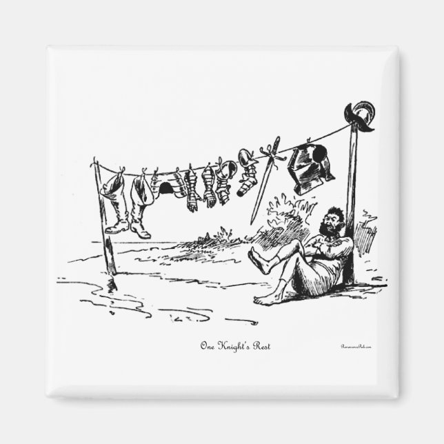 One Knights Rest Vintage Cartoon Art Square Magnet (Front)