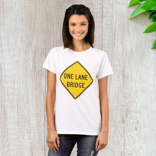 One Lane Bridge Road Sign Yellow T_Shirt