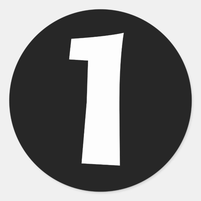 One Large Round Black Number Stickers by Janz (Front)