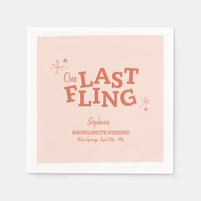 One Last Fling Bachelorette Napkins (Front)