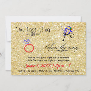 One Last Fling / Gold - Bachelorette Invitation
