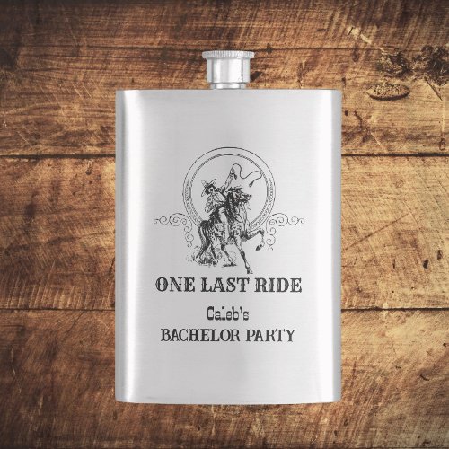 One Last Ride Western Cowboy Bachelor Party Flask