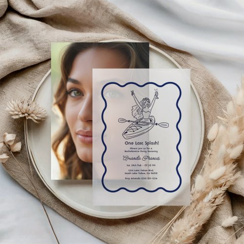 One Last Splash Preppy Lake Bachelorette Party Vellum Invitations