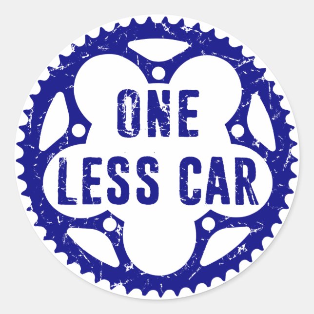 One Less Car Classic Round Sticker (Front)
