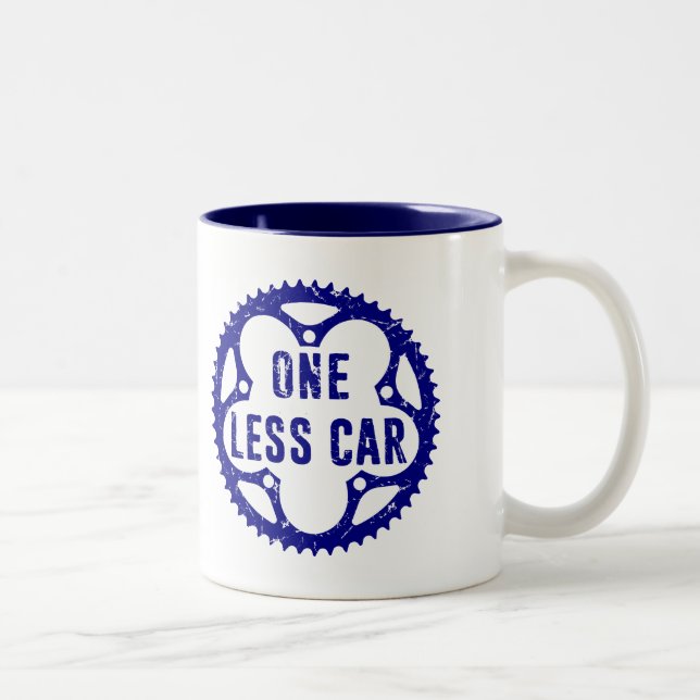 One Less Car Two-Tone Coffee Mug (Right)