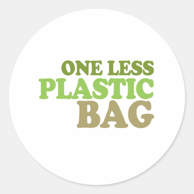 One less plastic bag classic round sticker (Front)
