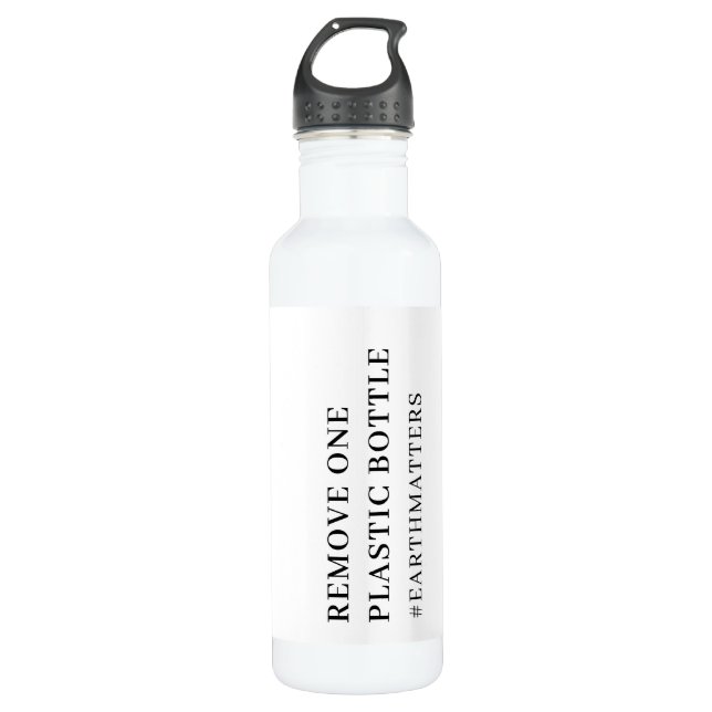 One Less Plastic Save The Planet Eco Modern Design Stainless Steel Water Bottle (Front)