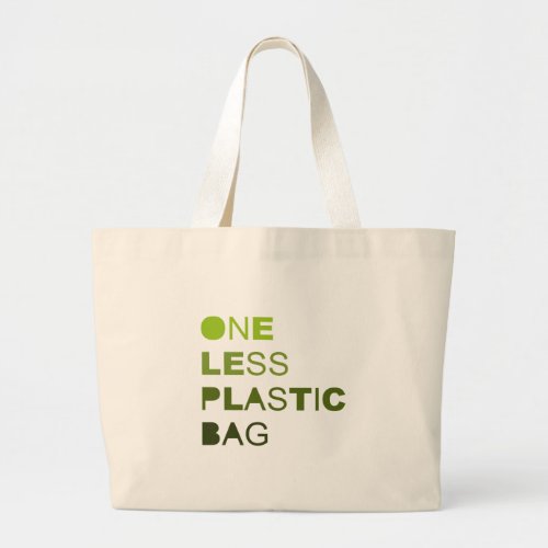 One less plastic solid large tote bag