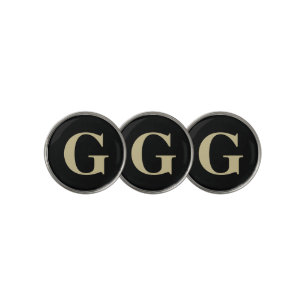 One Letter Monogram Black and Tan Golf Ball Marker