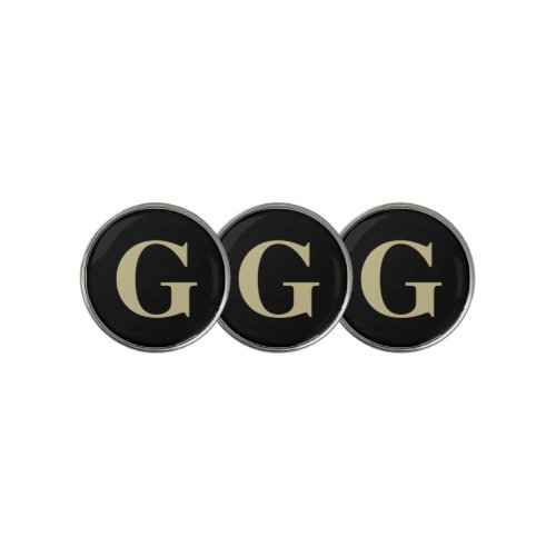 One Letter Monogram Black and Tan Golf Ball Marker