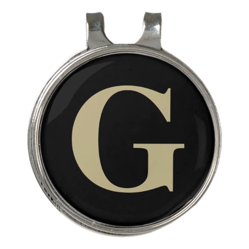 One Letter Monogram Black and Tan Golf Hat Clip