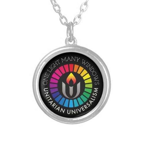 One light many windows Unitarian Universalism  Silver Plated Necklace