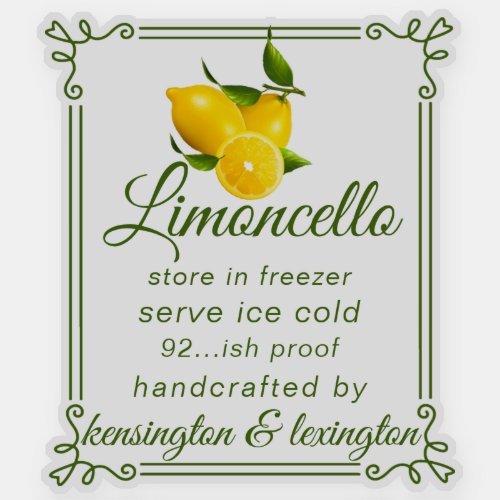 ONE Limoncello Clear Modern Bottle Label
