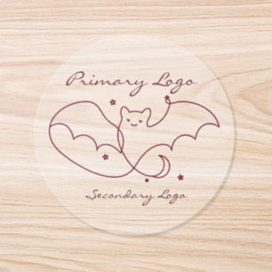 One Line Art Bat with Stars and Moon   Cute logo Classic Round Sticker