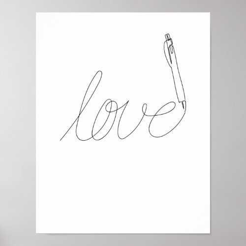 One Line Art Love gezeichnet mit Stift Poster