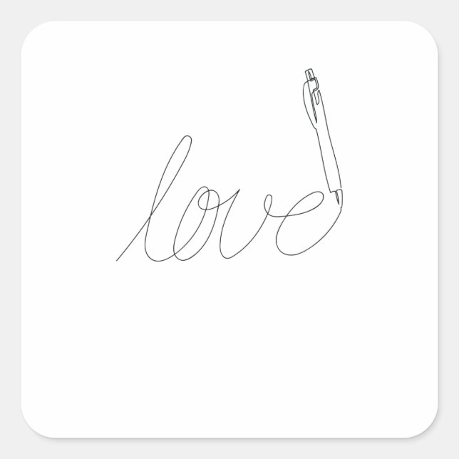 One Line Art Love gezeichnet mit Stift Square Sticker (Front)