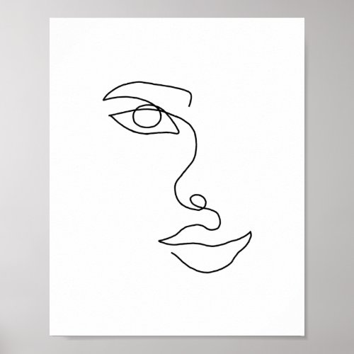 One Line Contour Face 2 Poster