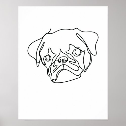 One Line Drawing Hund Single Art Poster
