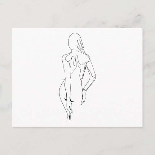 One Line Drawing nackte Frau Rcken Single Art Postcard