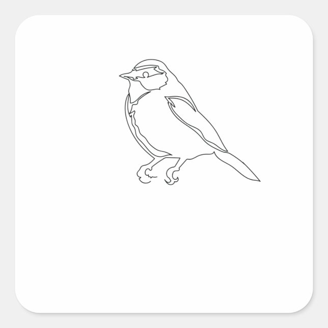 One Line Drawing Vogel Spatz Single Art Square Sticker (Front)