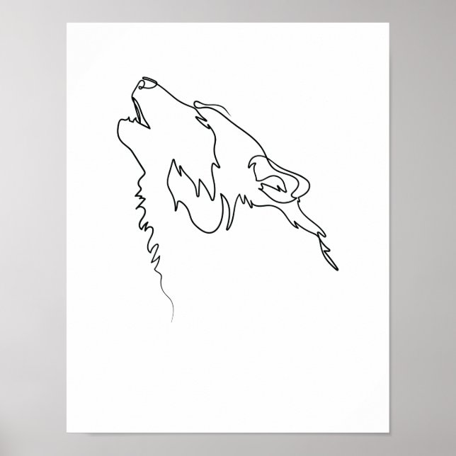 One Line Drawing Wolf Single Art Poster (Front)