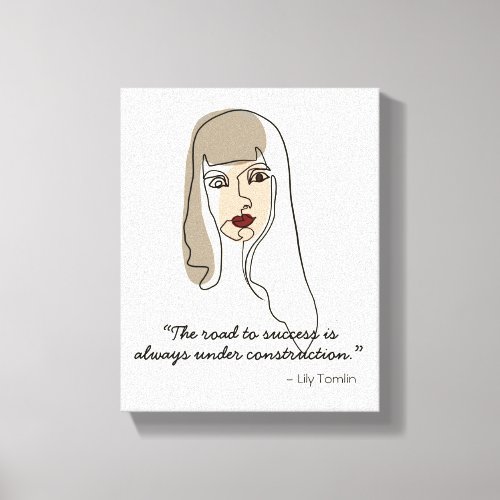 One Line Face Drawing with Quote Canvas Print
