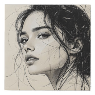 One-Line Face Sketch Wall Art Canvas Print