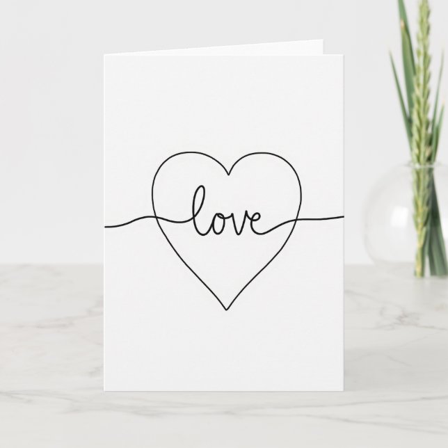 One Line Love Heart Card (Front)