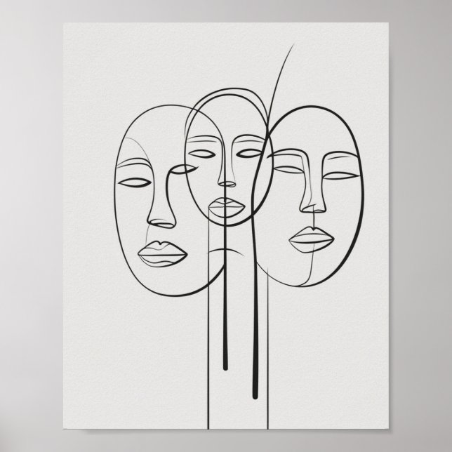 One Line Minimalist Face Drawing Poster (Front)
