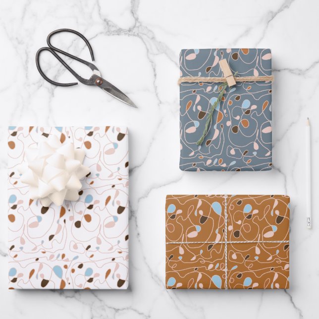 One Line Pattern Line Art Wrapping Paper (Front)