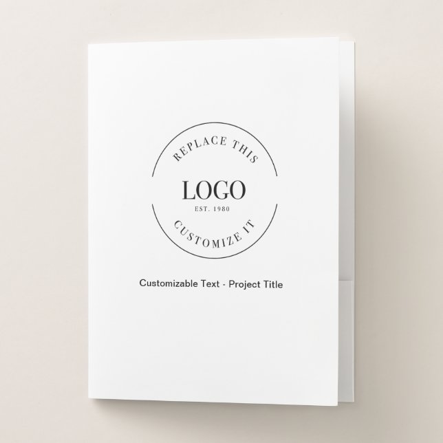 One line Text Business Logo website Simple Pocket Folder (Front)
