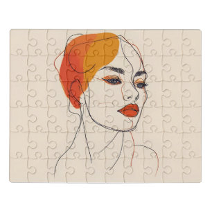 One line woman art jigsaw puzzle
