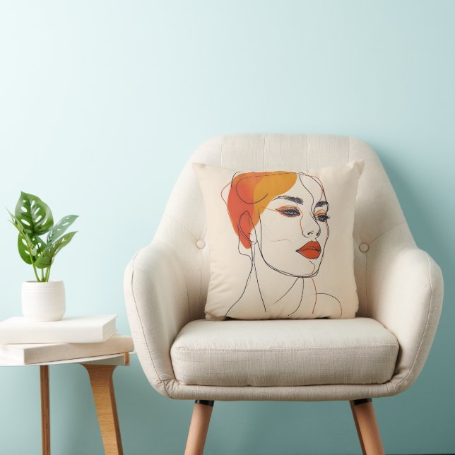 One line woman art throw pillow (Chair)