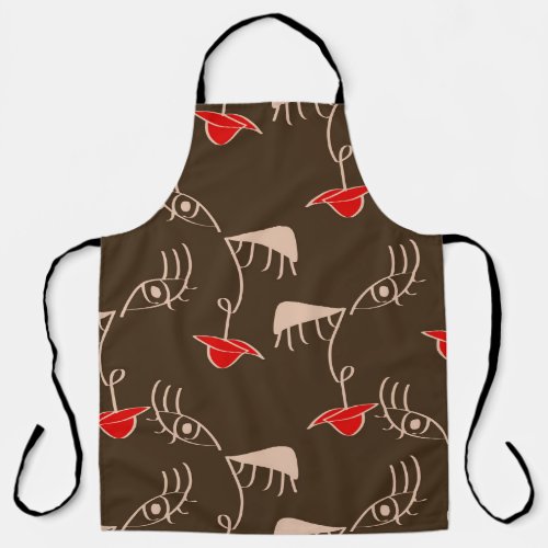 One_line woman face abstract pattern apron