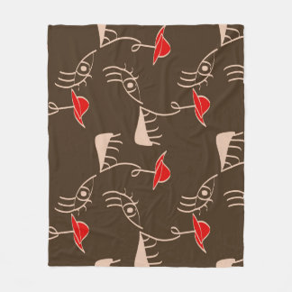 One-line woman face: abstract pattern. fleece blanket