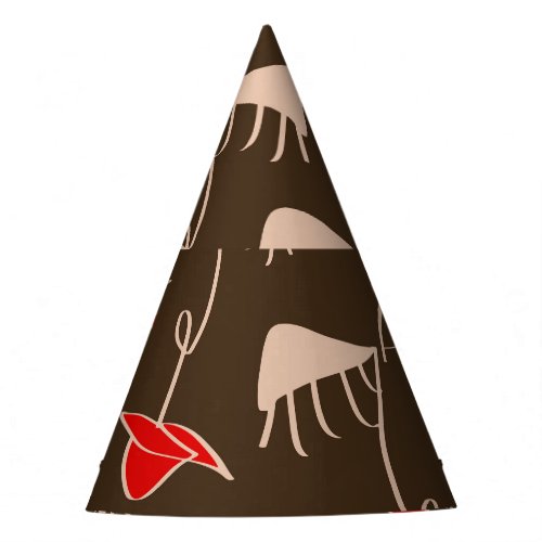 One_line woman face abstract pattern party hat