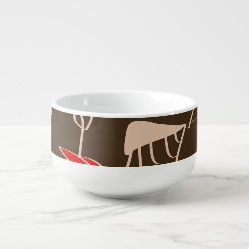 One_line woman face abstract pattern soup mug