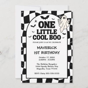 One Little Cool Boo Halloween 1st Birthday Invitation
