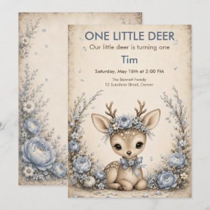 One Little Deer First Birthday - Storybook Animal Invitation
