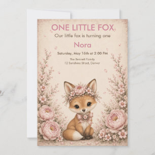 One Little Fox First Birthday - Storybook Animal Invitation