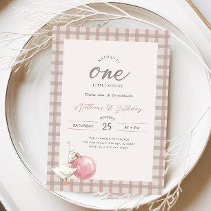One Little Goose   Pink Bow Baby 1st Birthday
