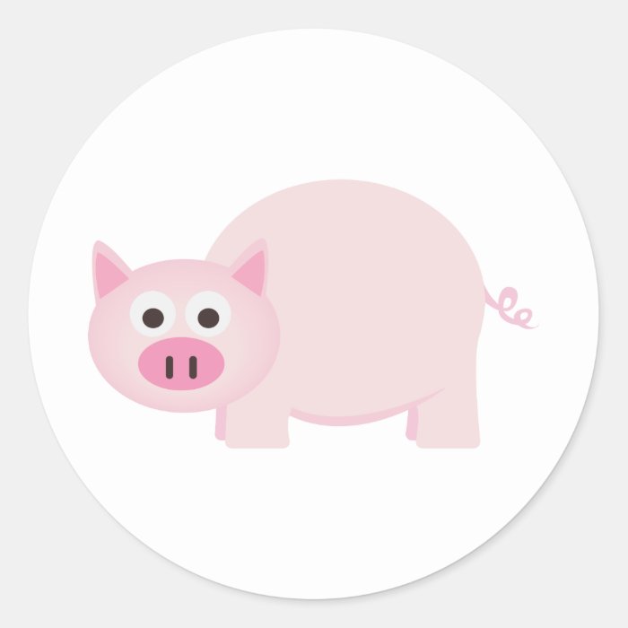 One Little Pig in Pink Round Stickers