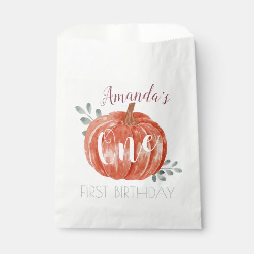 One Little Pumpkin 1st Birthday  Favor Bag